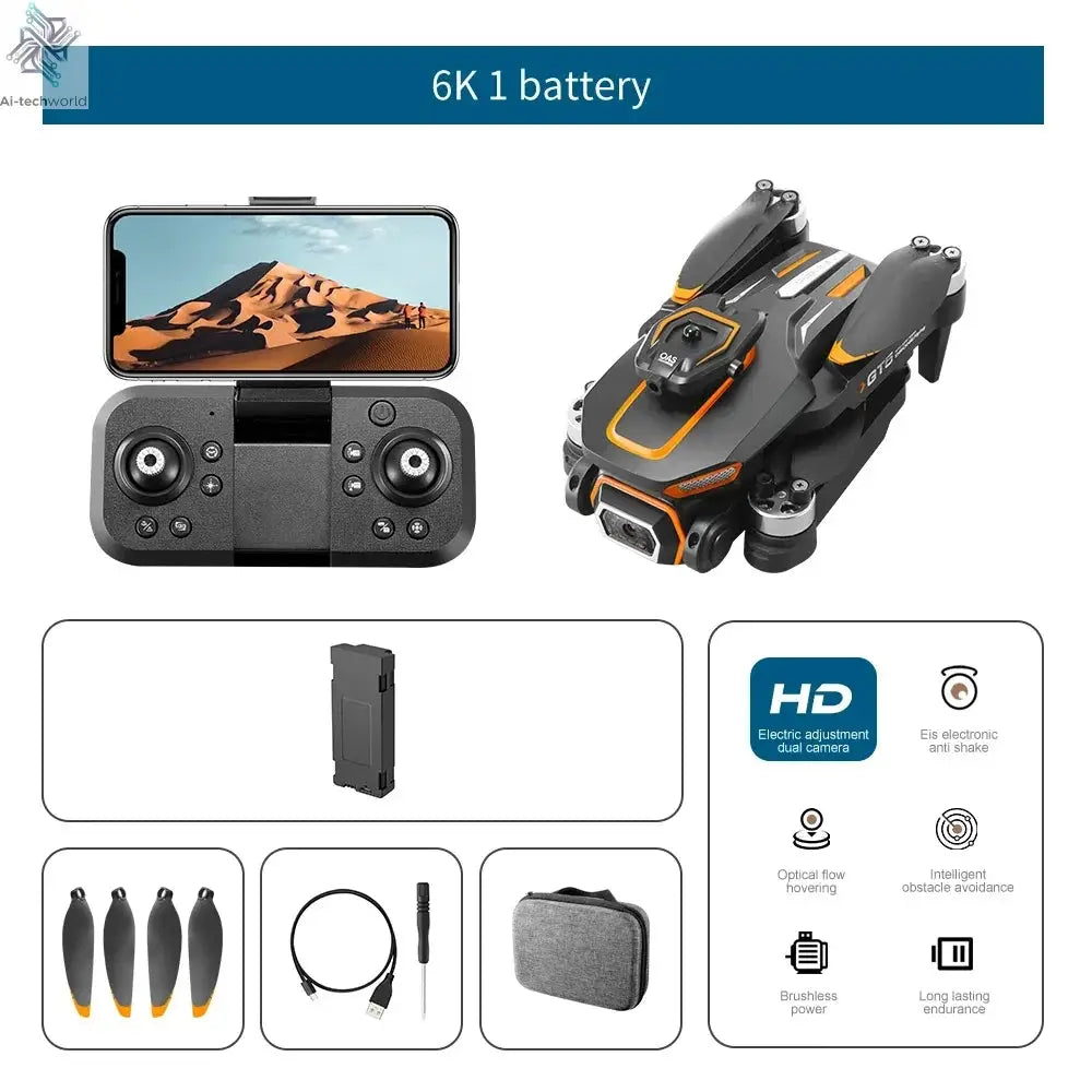 2025 GT5 Mini Drone 4K 6K HD Double Camera Brushless Motor Obstacle Avoidance Aerial Photoflow Professional Foldable Quadcopter Ai-TechWorld 