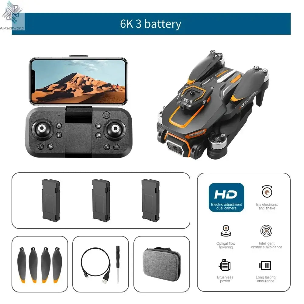 2025 GT5 Mini Drone 4K 6K HD Double Camera Brushless Motor Obstacle Avoidance Aerial Photoflow Professional Foldable Quadcopter Ai-TechWorld 