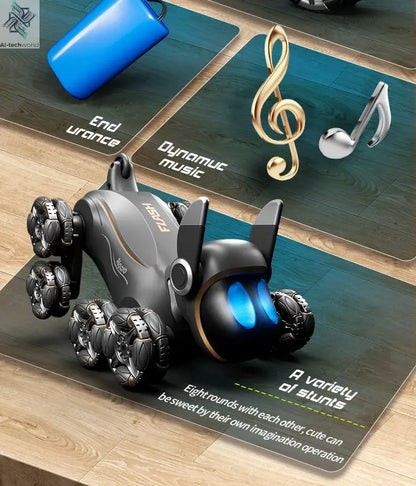 2025 NEW DWI Eight Wheeled Stunt Dog 2.4G Remote Control Intelligent Swing Arm Drift Robot Dog Climbing Car Children's Gift Toy Ai-TechWorld 