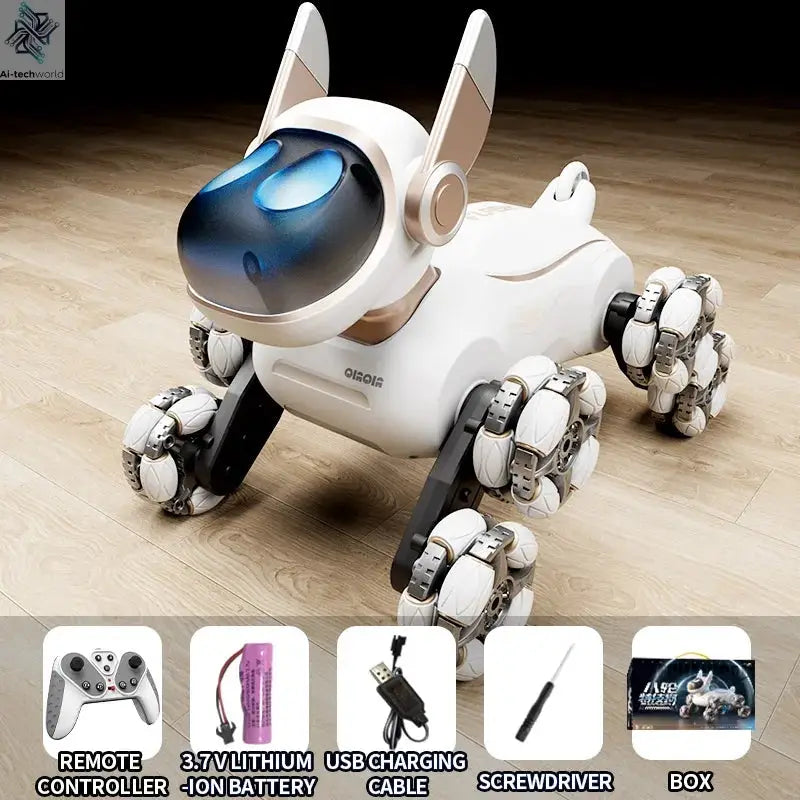 2025 NEW DWI Eight Wheeled Stunt Dog 2.4G Remote Control Intelligent Swing Arm Drift Robot Dog Climbing Car Children's Gift Toy Ai-TechWorld 