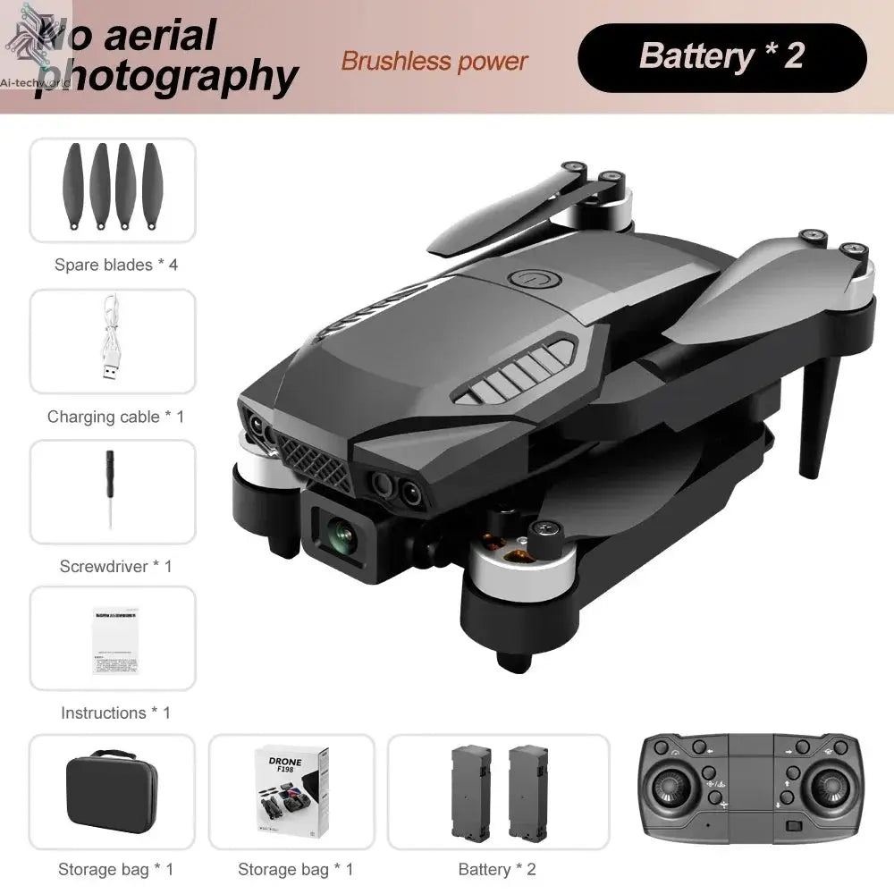 2025 NEW F198 Mini Drone 4k Profesional HD Camera Obstacle Avoidance Aerial Photography Brushless Motor Foldable Quadcopter Toys Ai-TechWorld 