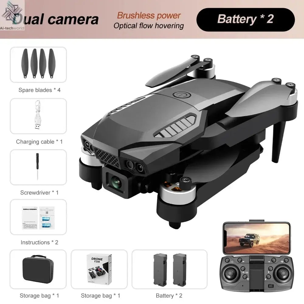 2025 NEW F198 Mini Drone 4k Profesional HD Camera Obstacle Avoidance Aerial Photography Brushless Motor Foldable Quadcopter Toys Ai-TechWorld 