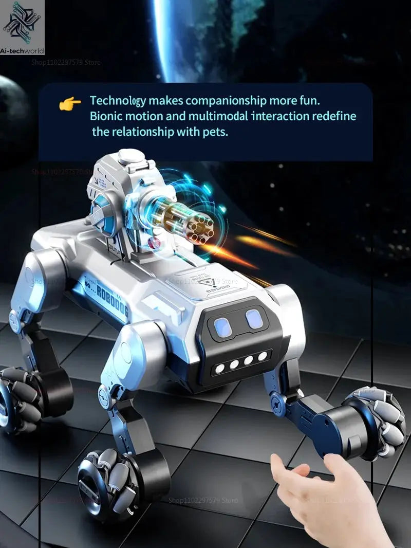 2025 New 2.4G Remote Control Robot Dog with Singing Dancing Follow Mode 360° Rotating launching Cannon Puppy Toys Gifts For Kid Ai-TechWorld 