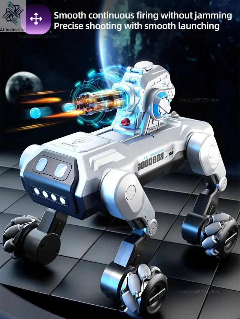 2025 New 2.4G Remote Control Robot Dog with Singing Dancing Follow Mode 360° Rotating launching Cannon Puppy Toys Gifts For Kid Ai-TechWorld 