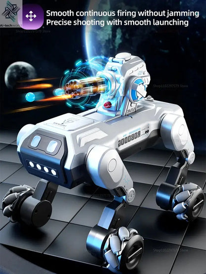 2025 New 2.4G Remote Control Robot Dog with Singing Dancing Follow Mode 360° Rotating launching Cannon Puppy Toys Gifts For Kid Ai-TechWorld 