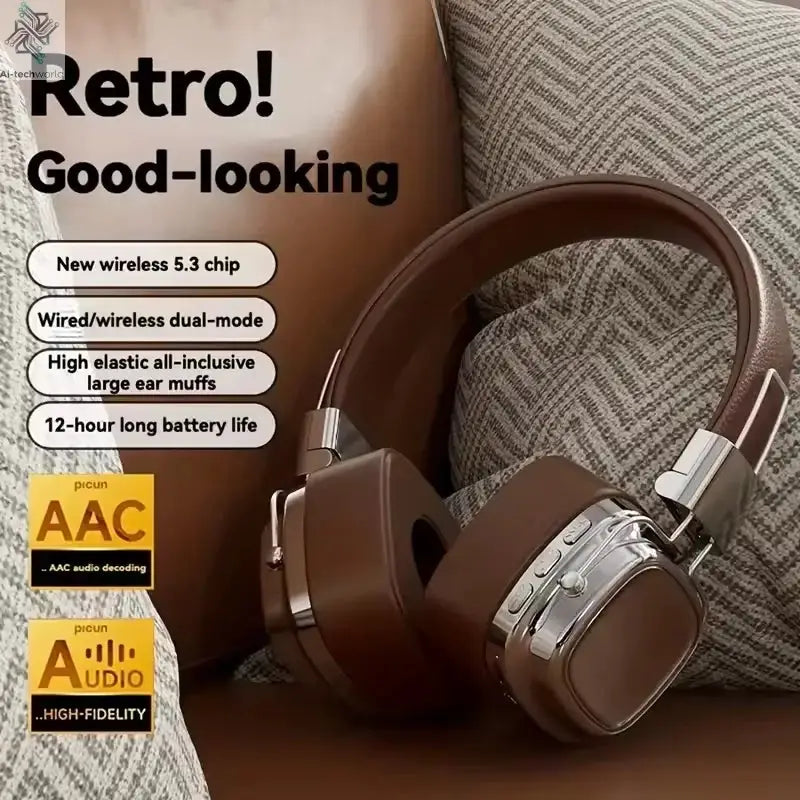 2025 New 5.3 Foldable Wireless Bluetooth Headsets Headset Gamer Choice Retro Over Ear Headphones DJ Stereo Sounds Bluetooth - Ai-TechWorld