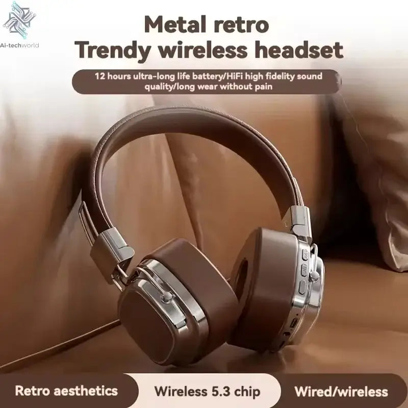 2025 New 5.3 Foldable Wireless Bluetooth Headsets Headset Gamer Choice Retro Over Ear Headphones DJ Stereo Sounds Bluetooth - Ai-TechWorld