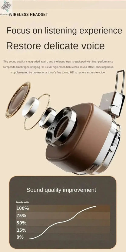 2025 New 5.3 Foldable Wireless Bluetooth Headsets Headset Gamer Choice Retro Over Ear Headphones DJ Stereo Sounds Bluetooth - Ai-TechWorld