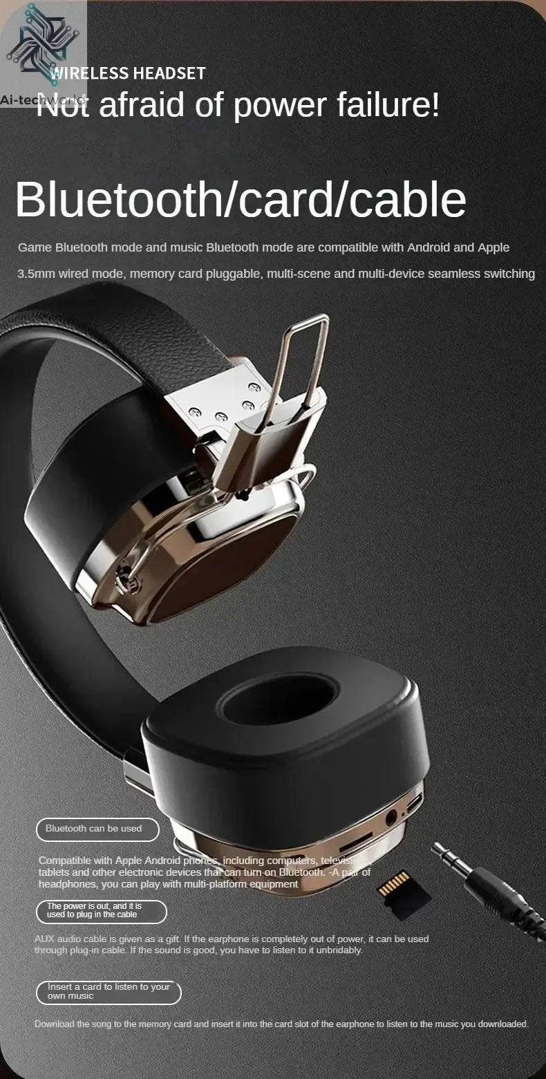2025 New 5.3 Foldable Wireless Bluetooth Headsets Headset Gamer Choice Retro Over Ear Headphones DJ Stereo Sounds Bluetooth - Ai-TechWorld