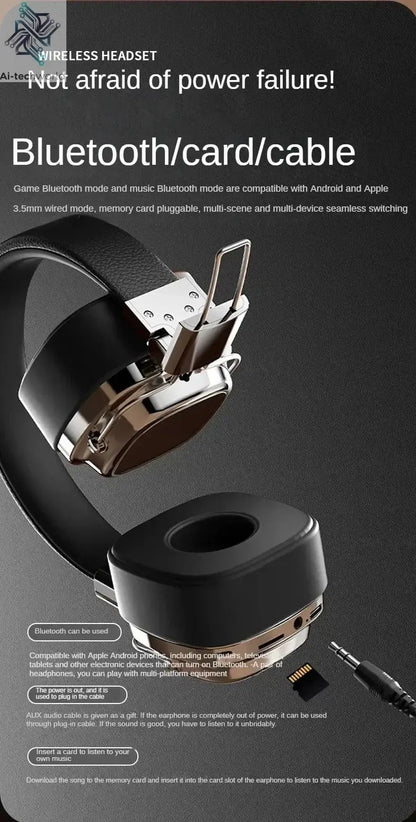 2025 New 5.3 Foldable Wireless Bluetooth Headsets Headset Gamer Choice Retro Over Ear Headphones DJ Stereo Sounds Bluetooth - Ai-TechWorld