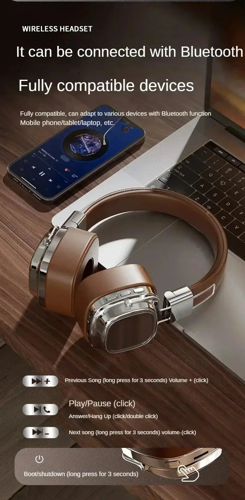 2025 New 5.3 Foldable Wireless Bluetooth Headsets Headset Gamer Choice Retro Over Ear Headphones DJ Stereo Sounds Bluetooth - Ai-TechWorld