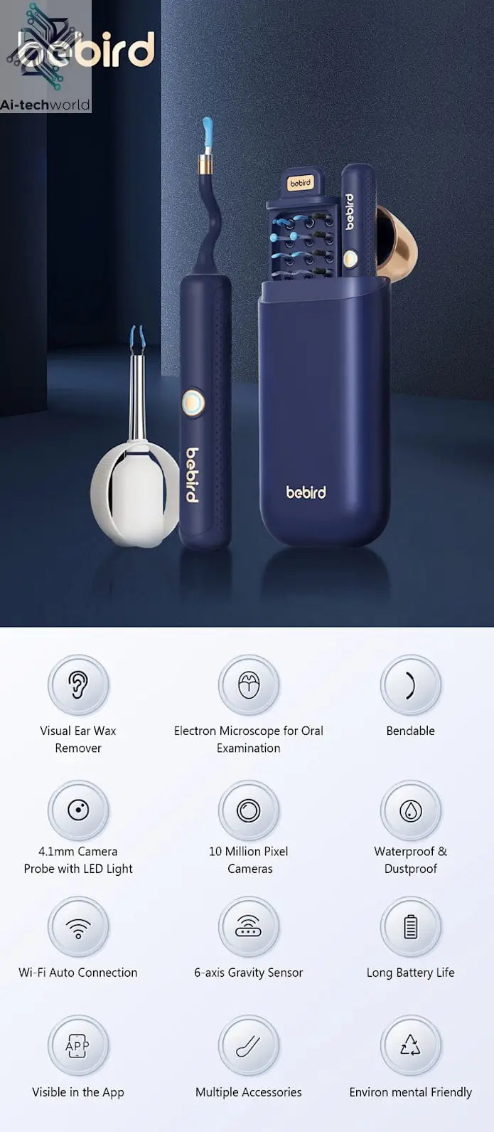 2025 New Bebird Earsight Plus I35R Ear Wax Removal Tool Camera Cleaner Kit- HD Wireless Flexible Otoscope, Pain-Free Ear Tweezer Ai-TechWorld 