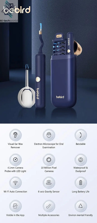 2025 New Bebird Earsight Plus I35R Ear Wax Removal Tool Camera Cleaner Kit- HD Wireless Flexible Otoscope, Pain-Free Ear Tweezer Ai-TechWorld 