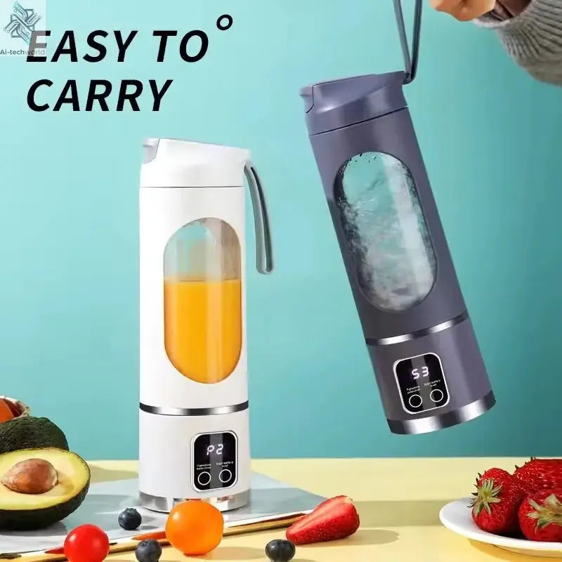 2025 New Household Charging MINI Crushed Ice Electric Juicer Powerful Motor 450ML Large Capacity Digital Display Juice Cup Ai-TechWorld 