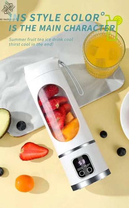 2025 New Household Charging MINI Crushed Ice Electric Juicer Powerful Motor 450ML Large Capacity Digital Display Juice Cup Ai-TechWorld 