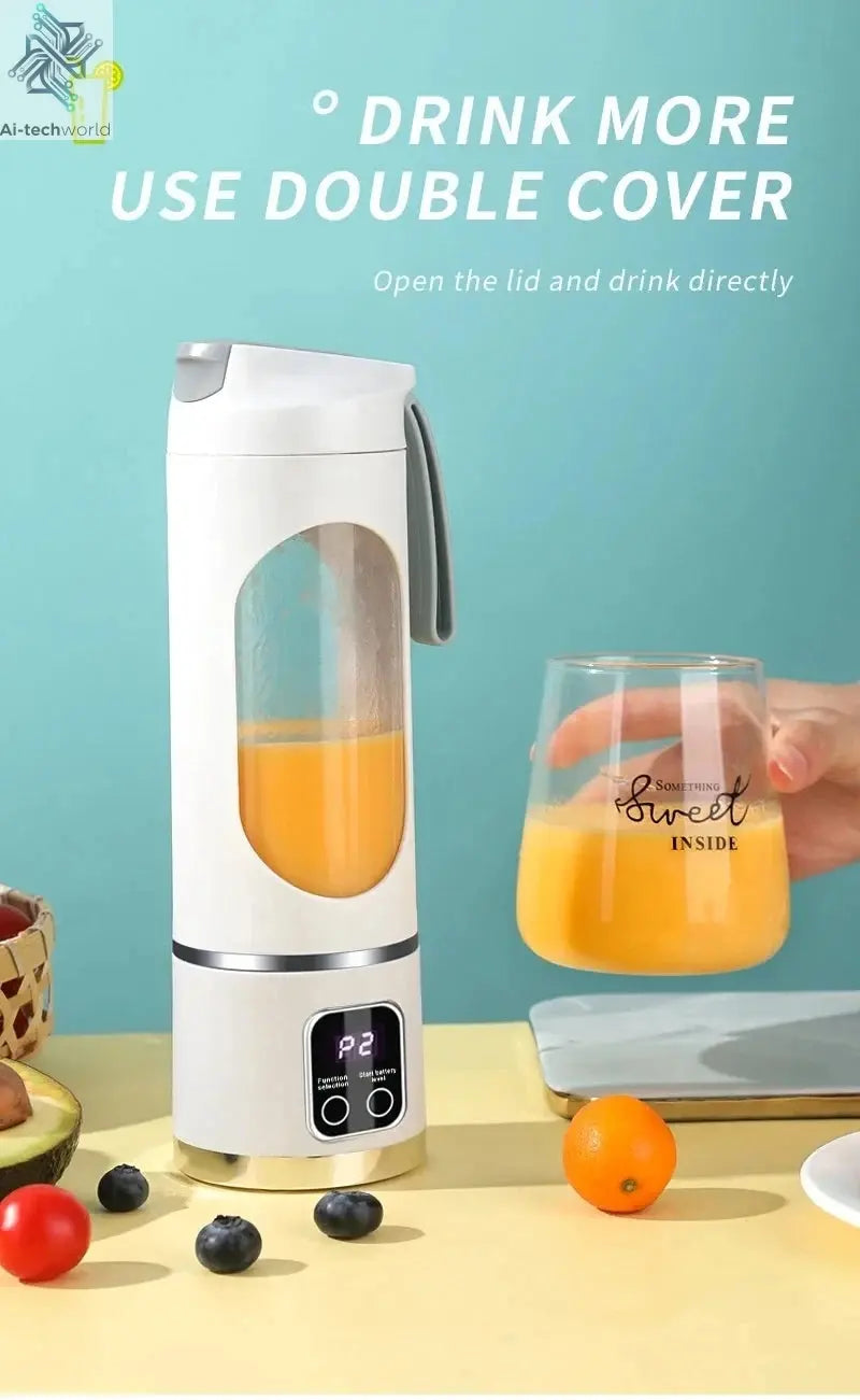 2025 New Household Charging MINI Crushed Ice Electric Juicer Powerful Motor 450ML Large Capacity Digital Display Juice Cup Ai-TechWorld 