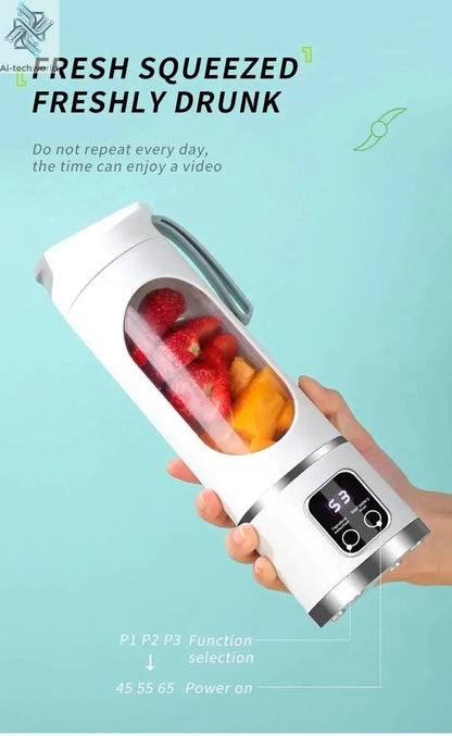 2025 New Household Charging MINI Crushed Ice Electric Juicer Powerful Motor 450ML Large Capacity Digital Display Juice Cup Ai-TechWorld 