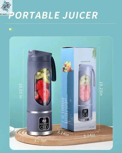 2025 New Household Charging MINI Crushed Ice Electric Juicer Powerful Motor 450ML Large Capacity Digital Display Juice Cup Ai-TechWorld 