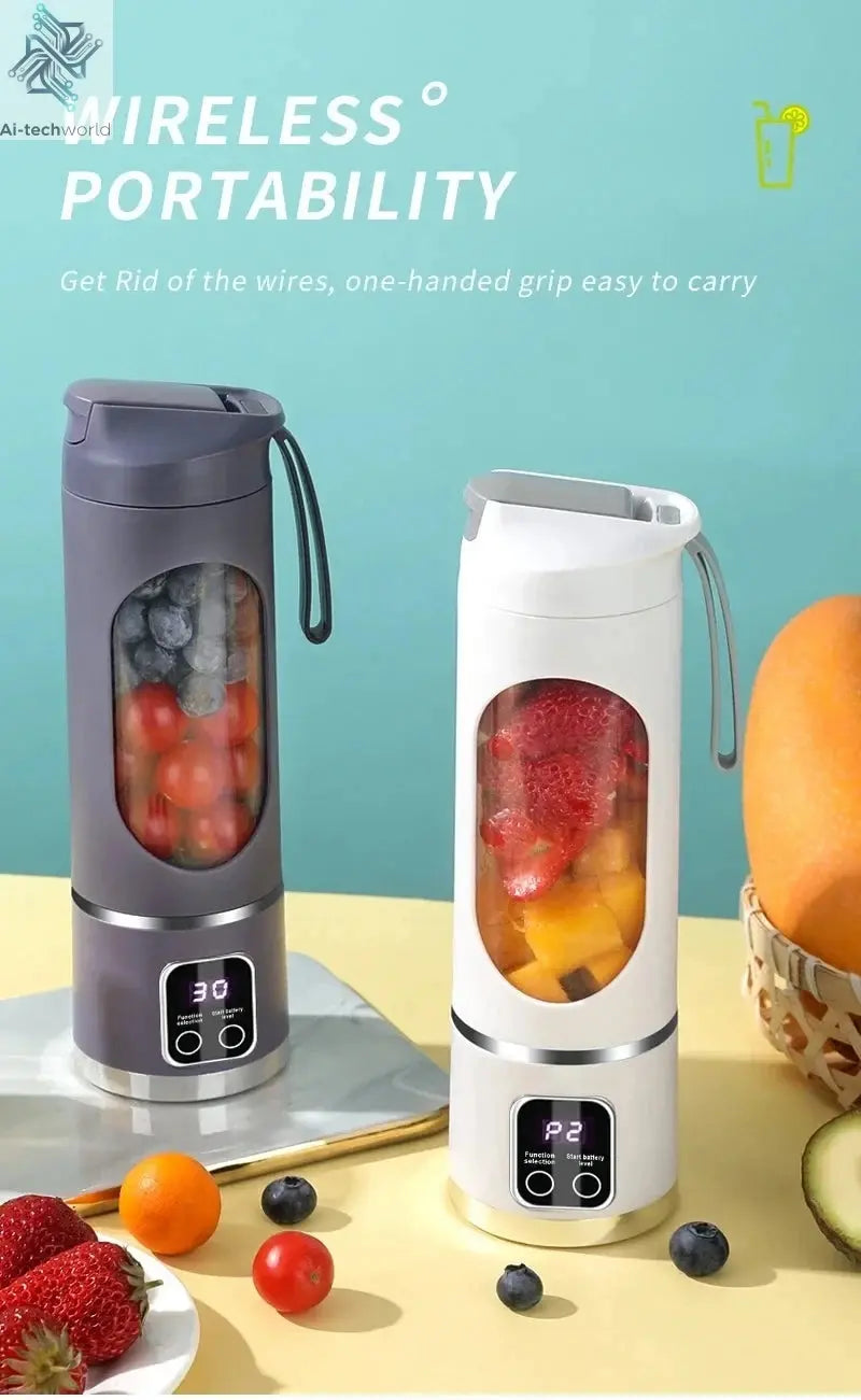 2025 New Household Charging MINI Crushed Ice Electric Juicer Powerful Motor 450ML Large Capacity Digital Display Juice Cup Ai-TechWorld 