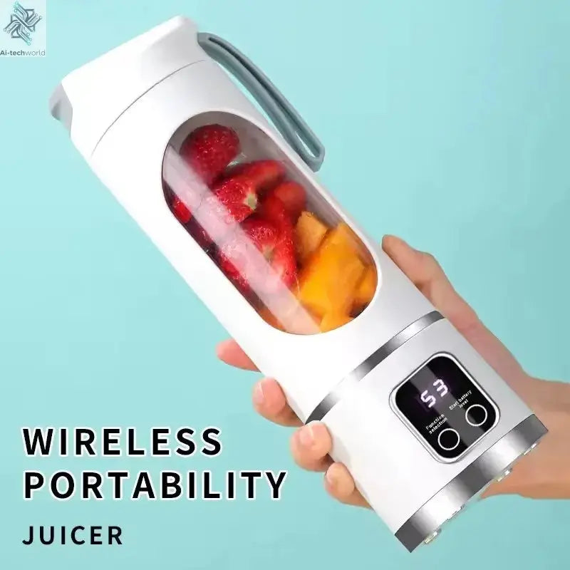 2025 New Household Charging MINI Crushed Ice Electric Juicer Powerful Motor 450ML Large Capacity Digital Display Juice Cup - Ai-TechWorld