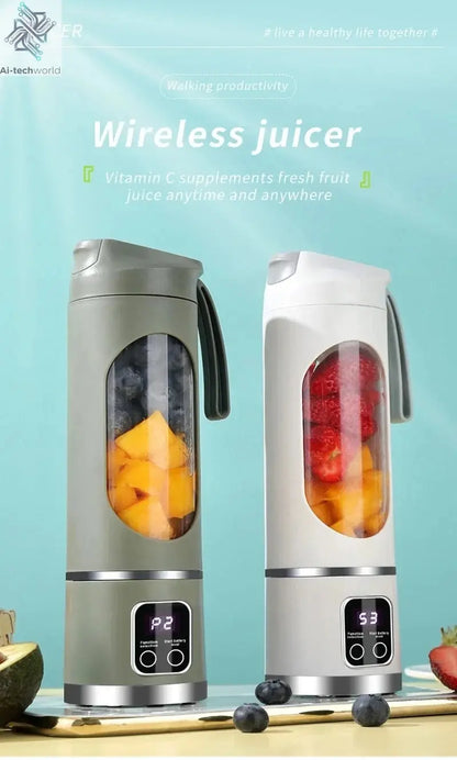 2025 New Household Charging MINI Crushed Ice Electric Juicer Powerful Motor 450ML Large Capacity Digital Display Juice Cup - Ai-TechWorld