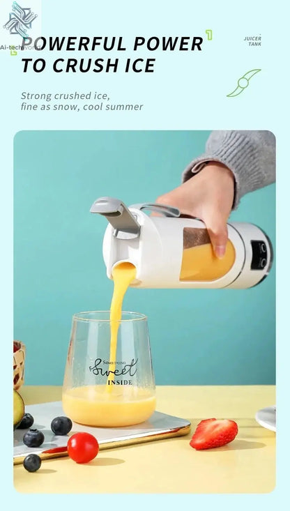 2025 New Household Charging MINI Crushed Ice Electric Juicer Powerful Motor 450ML Large Capacity Digital Display Juice Cup - Ai-TechWorld