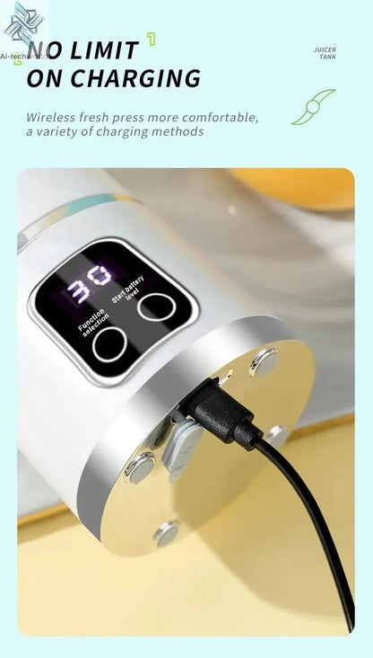 2025 New Household Charging MINI Crushed Ice Electric Juicer Powerful Motor 450ML Large Capacity Digital Display Juice Cup - Ai-TechWorld
