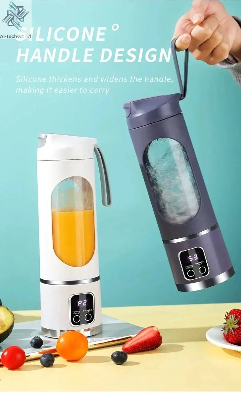 2025 New Household Charging MINI Crushed Ice Electric Juicer Powerful Motor 450ML Large Capacity Digital Display Juice Cup - Ai-TechWorld