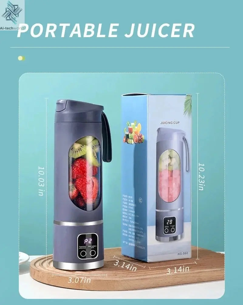 2025 New Household Charging MINI Crushed Ice Electric Juicer Powerful Motor 450ML Large Capacity Digital Display Juice Cup - Ai-TechWorld