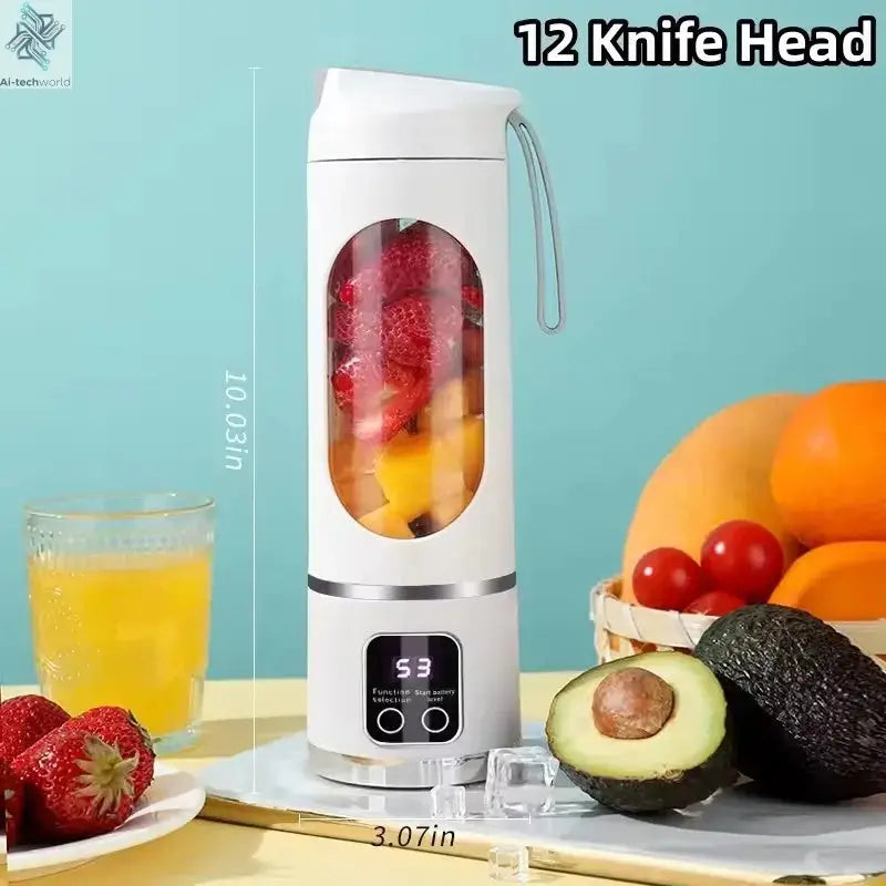 2025 New Household Charging MINI Crushed Ice Electric Juicer Powerful Motor 450ML Large Capacity Digital Display Juice Cup - Ai-TechWorld