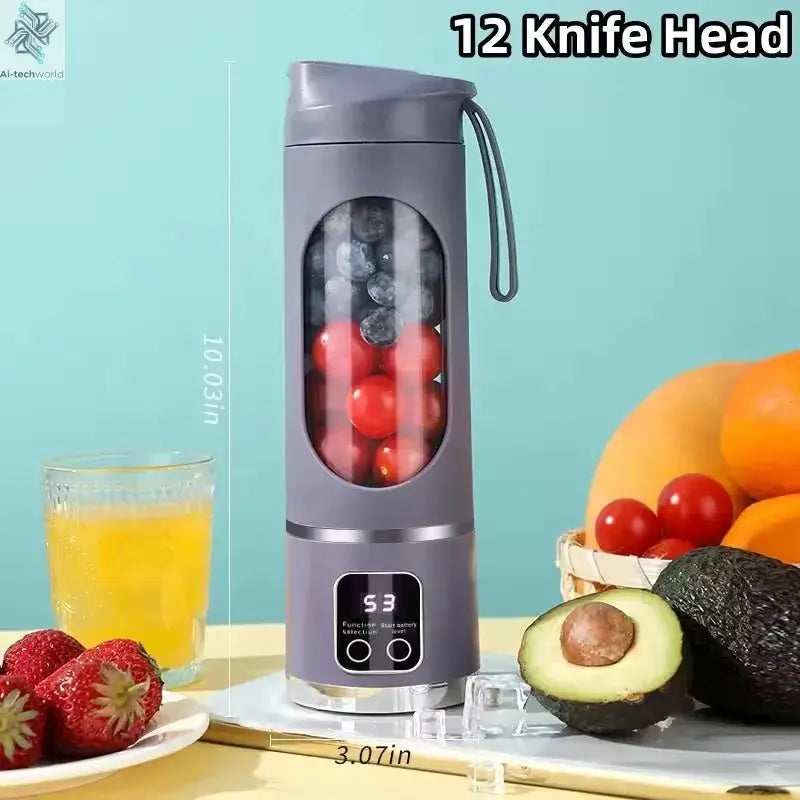 2025 New Household Charging MINI Crushed Ice Electric Juicer Powerful Motor 450ML Large Capacity Digital Display Juice Cup - Ai-TechWorld