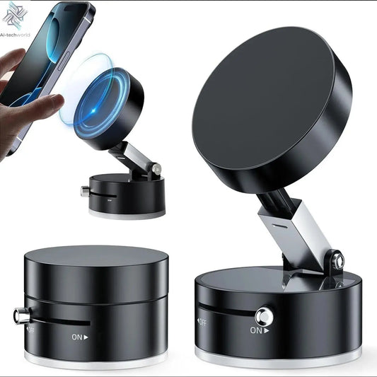2025 New Model 360-Degree Rotating Aluminum Alloy Magnetic Vacuum Suction Cup Car Phone Holder, Portable New Design Ai-TechWorld