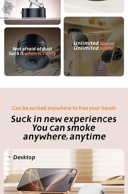 2025 New Model 360-Degree Rotating Aluminum Alloy Magnetic Vacuum Suction Cup Car Phone Holder, Portable New Design Ai-TechWorld