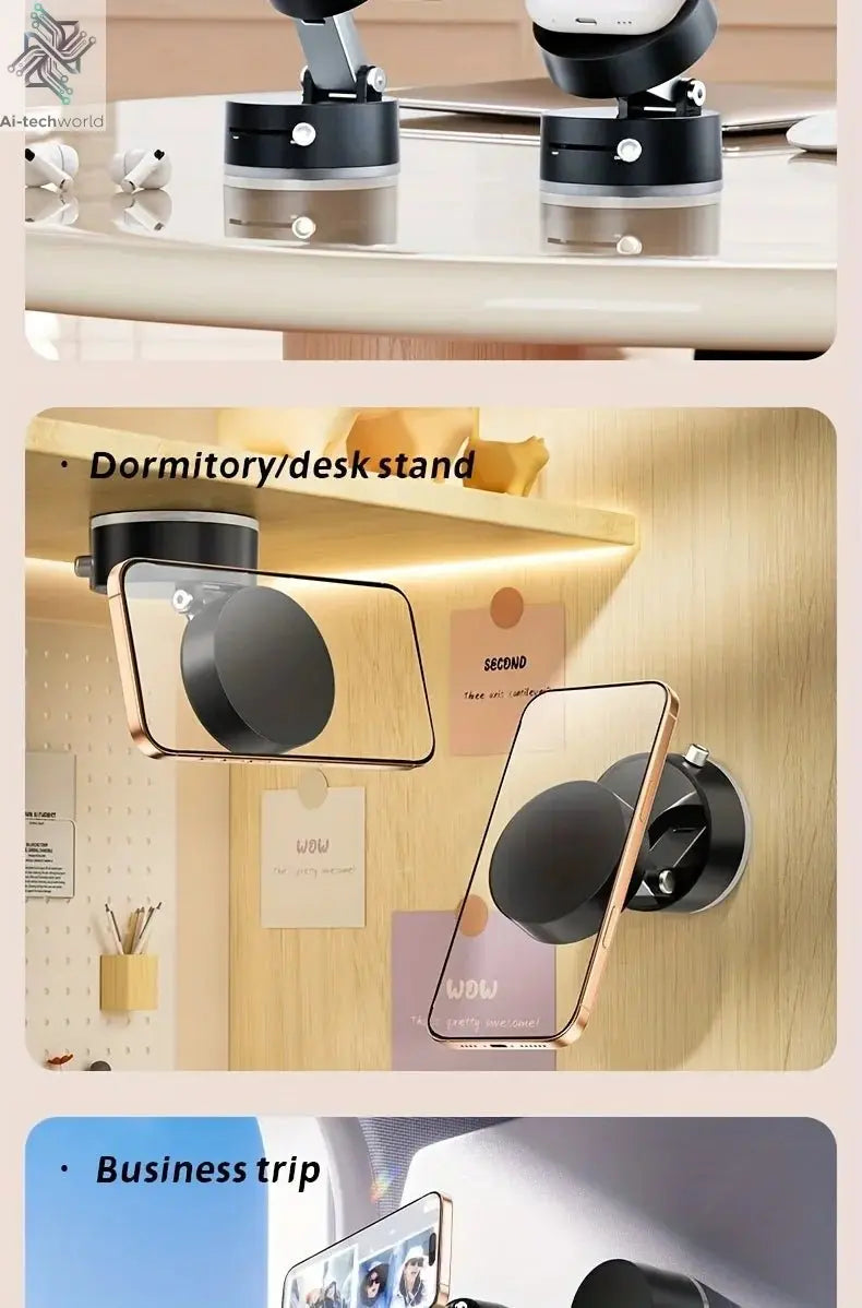 2025 New Model 360-Degree Rotating Aluminum Alloy Magnetic Vacuum Suction Cup Car Phone Holder, Portable New Design Ai-TechWorld