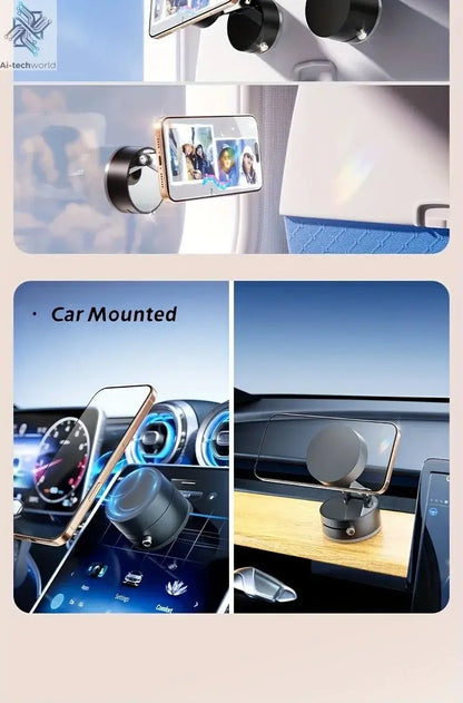 2025 New Model 360-Degree Rotating Aluminum Alloy Magnetic Vacuum Suction Cup Car Phone Holder, Portable New Design Ai-TechWorld