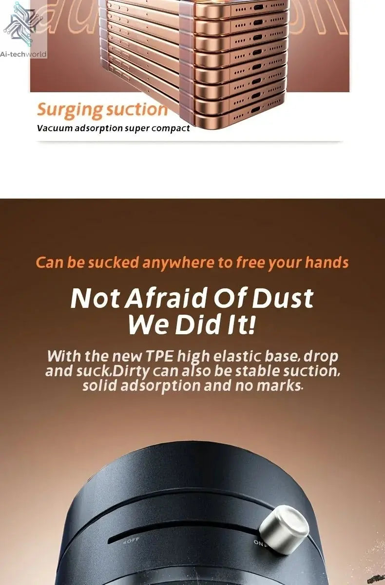 2025 New Model 360-Degree Rotating Aluminum Alloy Magnetic Vacuum Suction Cup Car Phone Holder, Portable New Design Ai-TechWorld