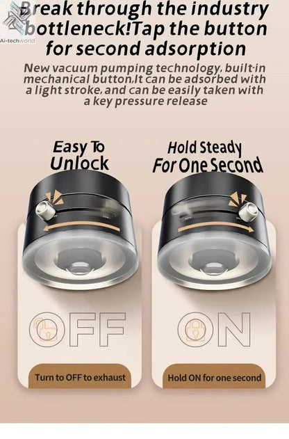 2025 New Model 360-Degree Rotating Aluminum Alloy Magnetic Vacuum Suction Cup Car Phone Holder, Portable New Design Ai-TechWorld