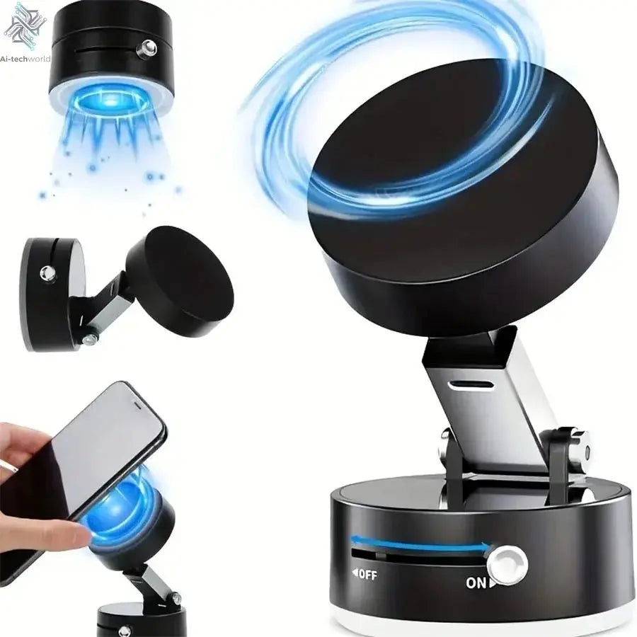 2025 New Model 360-Degree Rotating Aluminum Alloy Magnetic Vacuum Suction Cup Car Phone Holder, Portable New Design Ai-TechWorld