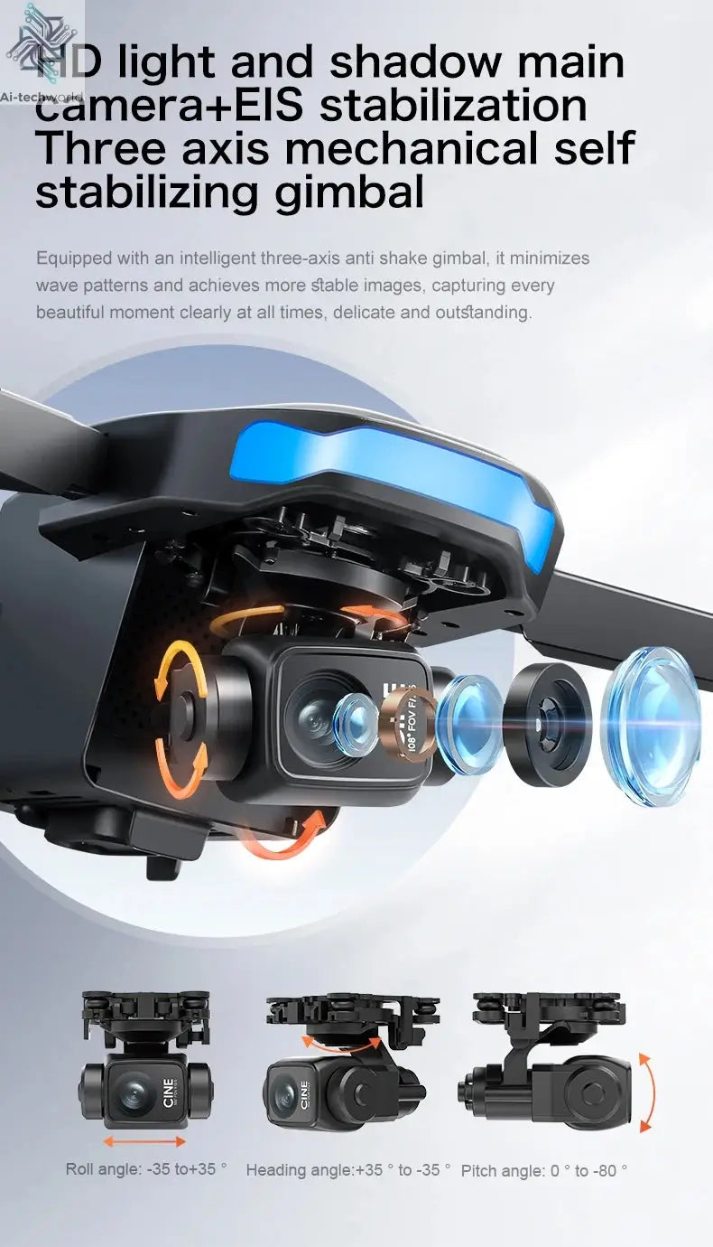 2025 New S-X1 Drone With 8K HD Camera 3-Axis Gimbal 5G GPS Anti-Shake Brushless Quadcopter For Aerial Photography And Video Gift Ai-TechWorld 