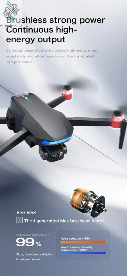2025 New S-X1 Drone With 8K HD Camera 3-Axis Gimbal 5G GPS Anti-Shake Brushless Quadcopter For Aerial Photography And Video Gift Ai-TechWorld 