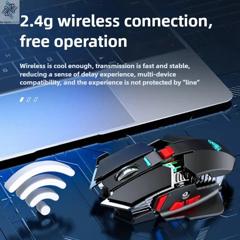 2025 New SC300 Wireless 2.4G Gaming Mouse RGB 3200dpi Rechargeable Silent Mechanical E-sports Mouse for Desktop Computer Laptop Ai-TechWorld 