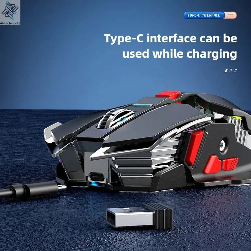 2025 New SC300 Wireless 2.4G Gaming Mouse RGB 3200dpi Rechargeable Silent Mechanical E-sports Mouse for Desktop Computer Laptop Ai-TechWorld 