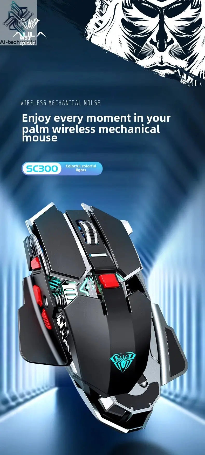 2025 New SC300 Wireless 2.4G Gaming Mouse RGB 3200dpi Rechargeable Silent Mechanical E-sports Mouse for Desktop Computer Laptop Ai-TechWorld 