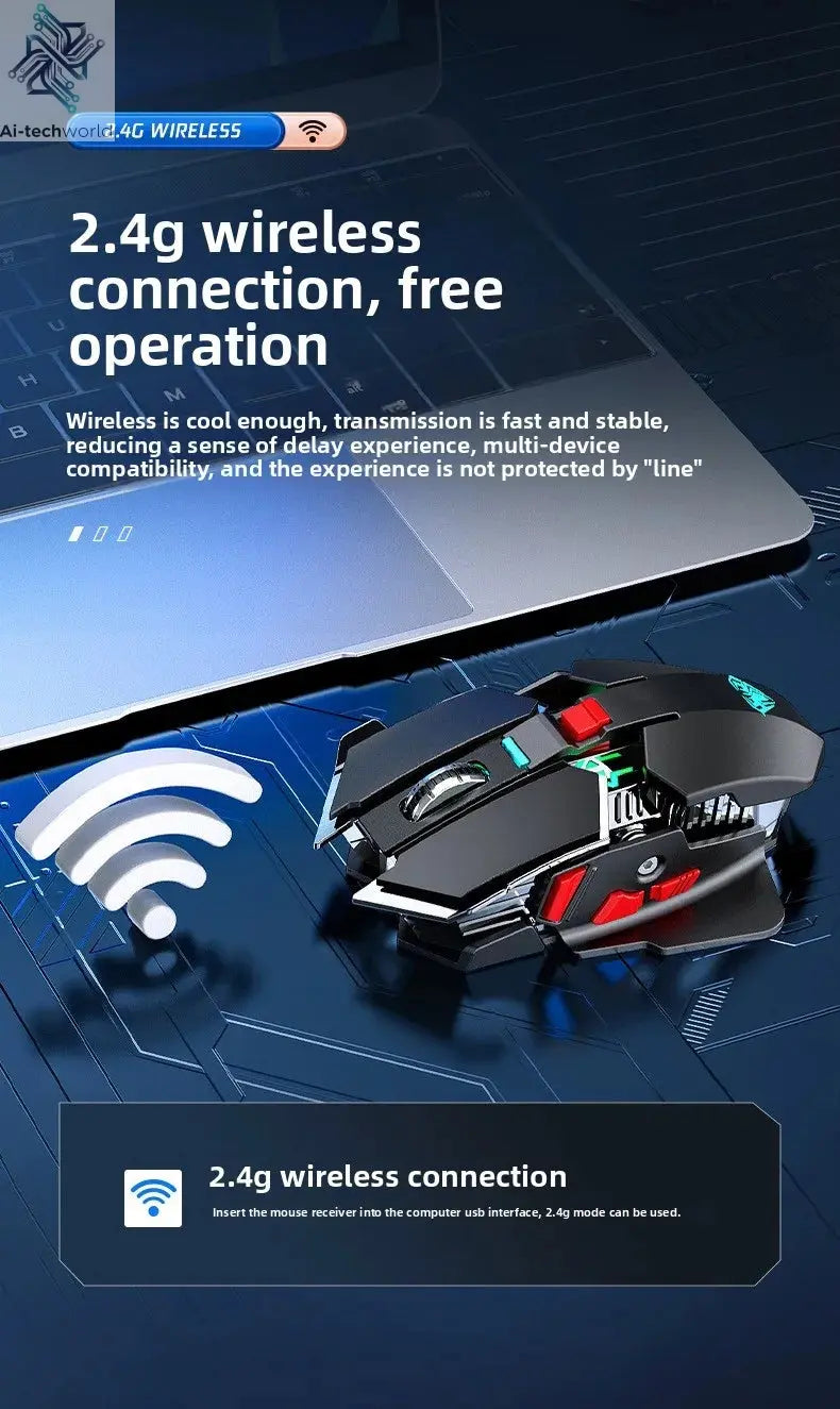 2025 New SC300 Wireless 2.4G Gaming Mouse RGB 3200dpi Rechargeable Silent Mechanical E-sports Mouse for Desktop Computer Laptop Ai-TechWorld 