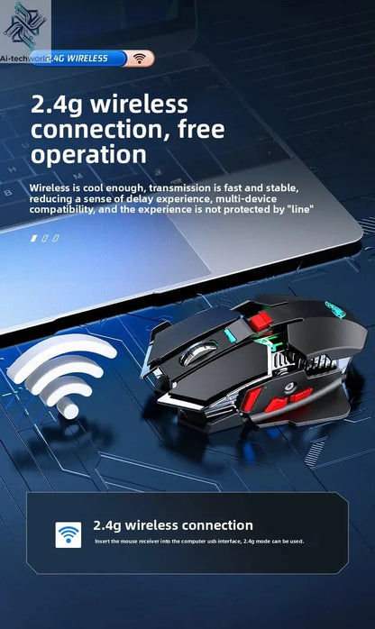 2025 New SC300 Wireless 2.4G Gaming Mouse RGB 3200dpi Rechargeable Silent Mechanical E-sports Mouse for Desktop Computer Laptop Ai-TechWorld 