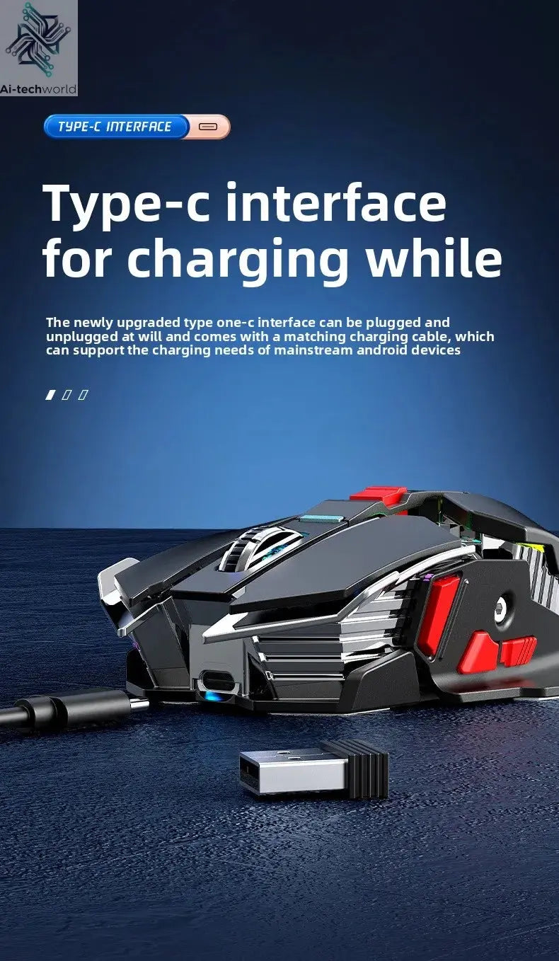 2025 New SC300 Wireless 2.4G Gaming Mouse RGB 3200dpi Rechargeable Silent Mechanical E-sports Mouse for Desktop Computer Laptop Ai-TechWorld 