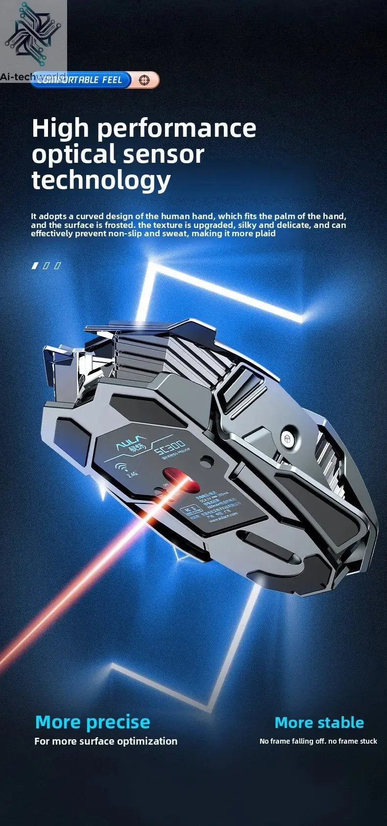 2025 New SC300 Wireless 2.4G Gaming Mouse RGB 3200dpi Rechargeable Silent Mechanical E-sports Mouse for Desktop Computer Laptop Ai-TechWorld 