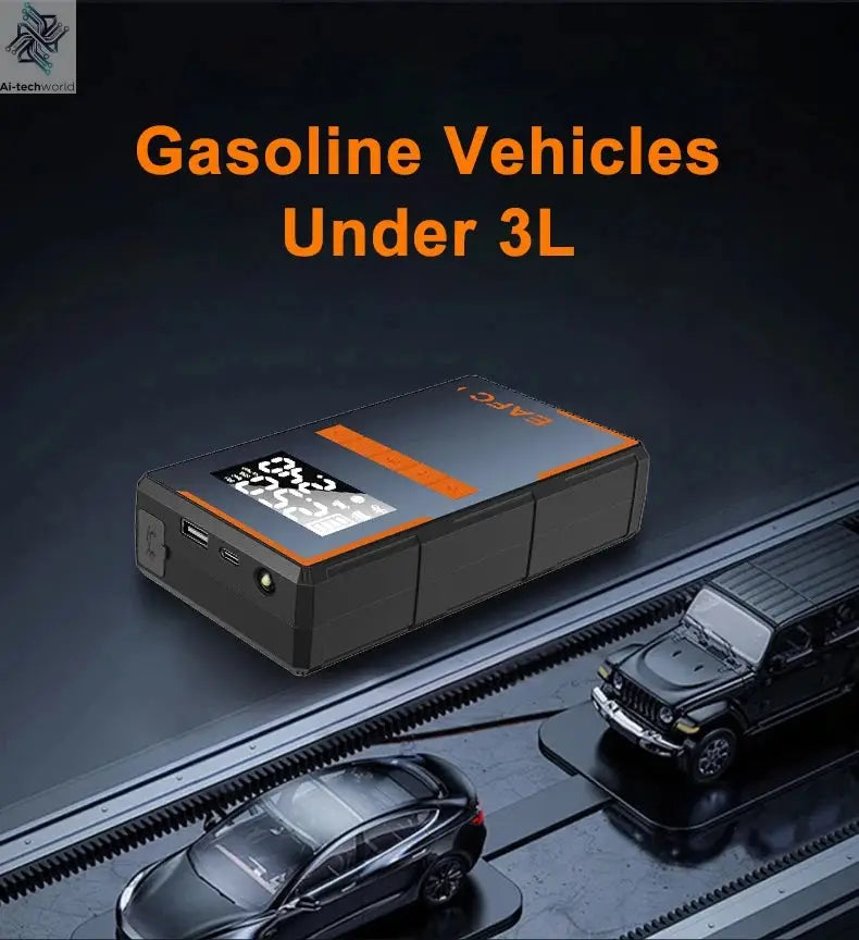 2025 Newest All-in-One Car Emergency Jump Starter & Air Pump 1200A Peak 150PSI Tire Inflator with LED Light & Power Bank Ai-TechWorld 