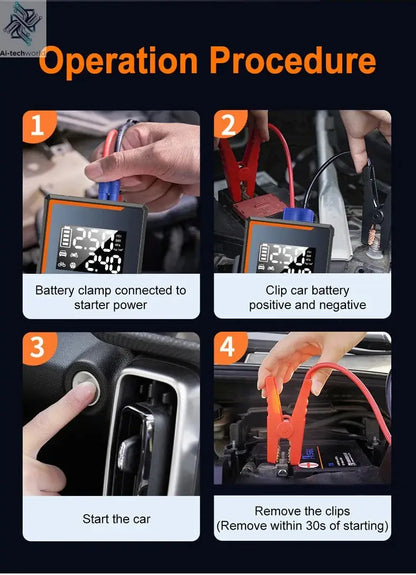 2025 Newest All-in-One Car Emergency Jump Starter & Air Pump 1200A Peak 150PSI Tire Inflator with LED Light & Power Bank Ai-TechWorld 