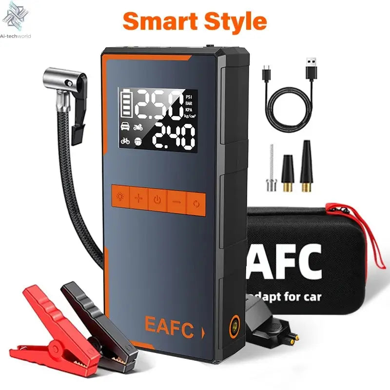 2025 Newest All-in-One Car Emergency Jump Starter & Air Pump 1200A Peak 150PSI Tire Inflator with LED Light & Power Bank Ai-TechWorld 